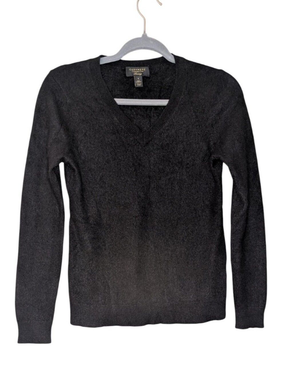 Charter Club Luxury 100% Cashmere V-Neck Sweater solid Black soft cozy small - Picture 6 of 6